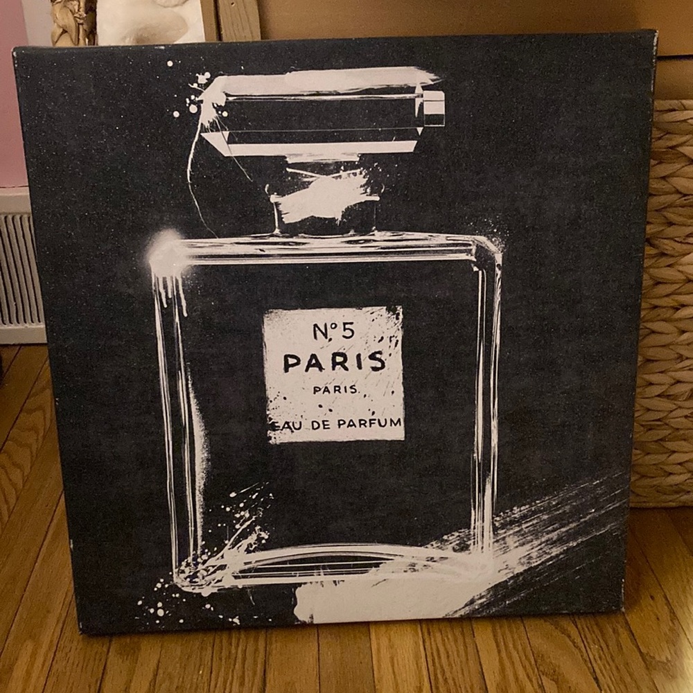 Tj Maxx black and white perfume hanging wall decor canvas